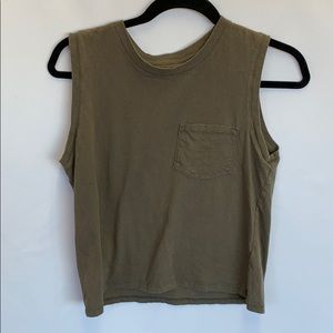Olive green sleeveless Everlane tee